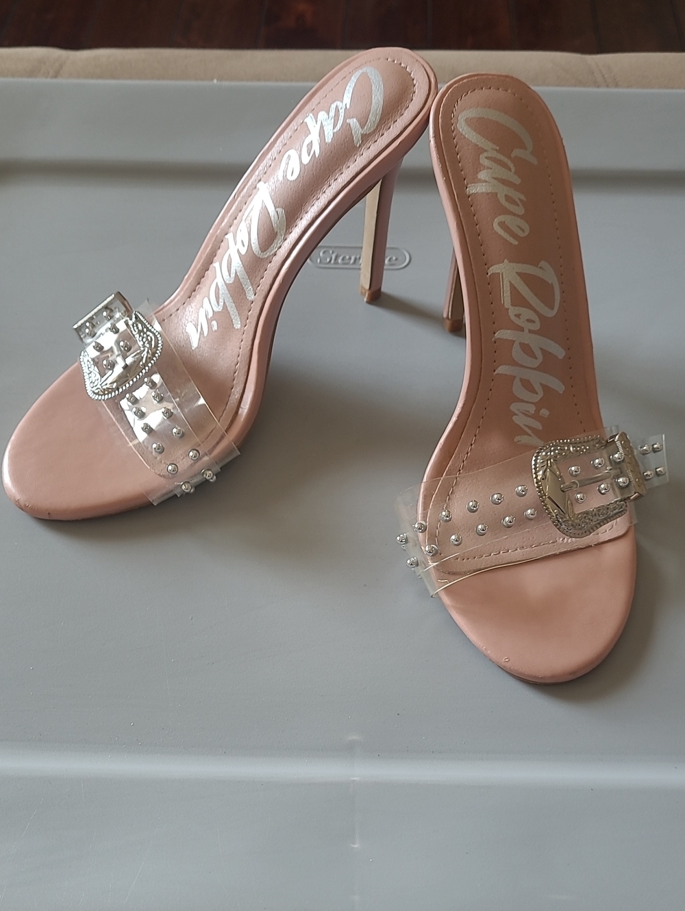 Cape Robbin Blush Pink Clear Strap Stiletto Sandals Size 7.5